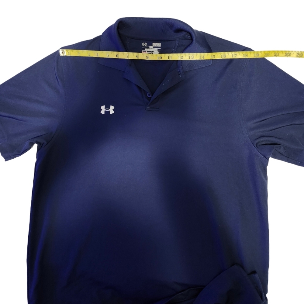 Under Armour  Men's M   Polo   Moisture Wicking   Shirt   Navy Blue - Picture 8 of 9